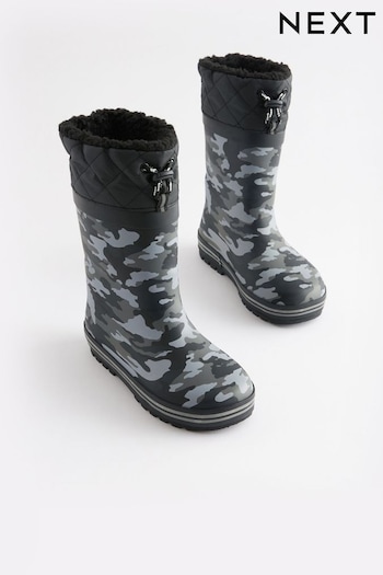 Monochrome Camouflage Thinsulate™ Warm Lined Cuff Wellies (M92641) | £18 - £22
