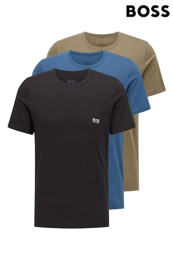 BOSS Khaki Green/Blue/Black T-Shirts 3 Pack (M92768) | £39