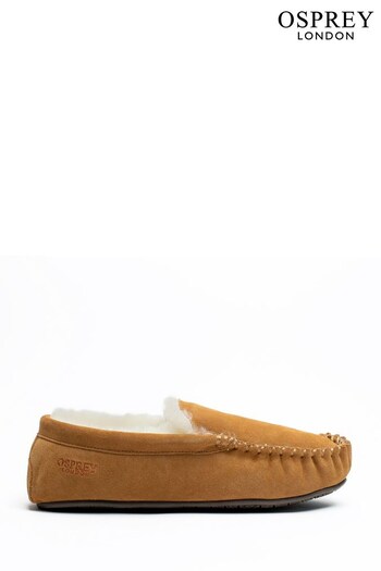 OSPREY LONDON Chestnut Brown Suede 'The Sunday' Slippers (M93037) | £99