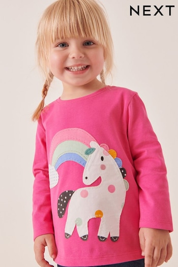 Bright Pink Unicorn Long Sleeve T-Shirt (3mths-7yrs) (M93310) | £7 - £9