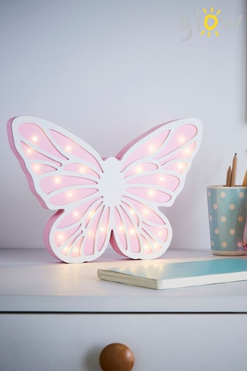 glow White Wooden Butterfly Table Light (M93347) | £14