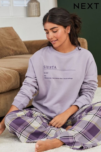 Purple Siesta Sweatshirt and Flannel Bottom Pyjamas (M93392) | £38