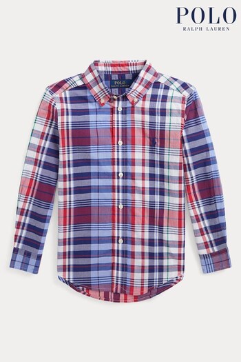 Polo Ralph Lauren Boys Blue Checked Shirt (M93421) | £75 - £79