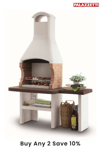 Palazzetti White Garden Jesolo 2 Masonry BBQ with Side Table (M93669) | £800