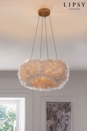 White Lipsy Feather Chandelier Ceiling Light (M93699) | £155