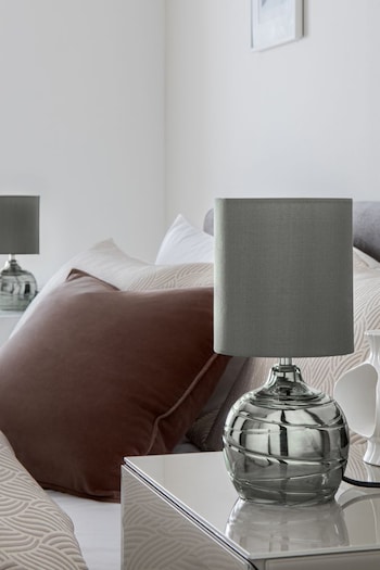 Smoke Grey Drizzle Table Bedside Lamp (M93701) | £28
