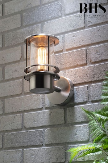 BHS Silver Leonis Miners Style Wall Lantern Outdoor Light (M94227) | £40