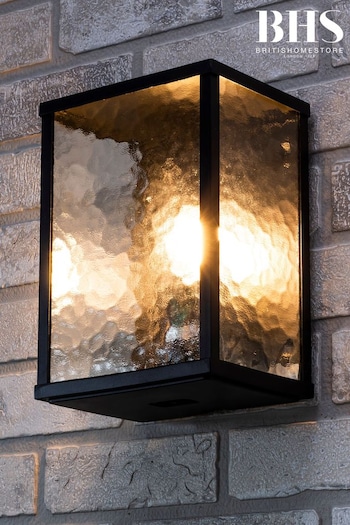 BHS Black Keb Wall Lantern Outdoor Light With Water Glass (M94231) | £40