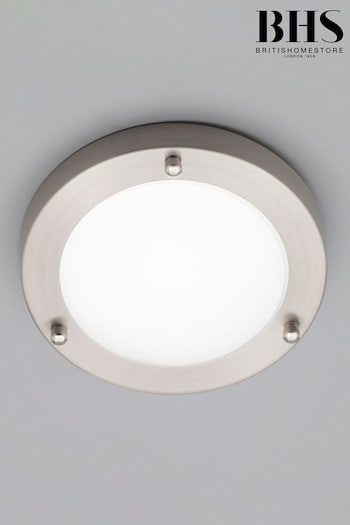BHS Silver Delphi Flush Bathroom Ceiling  Light (M94243) | £20