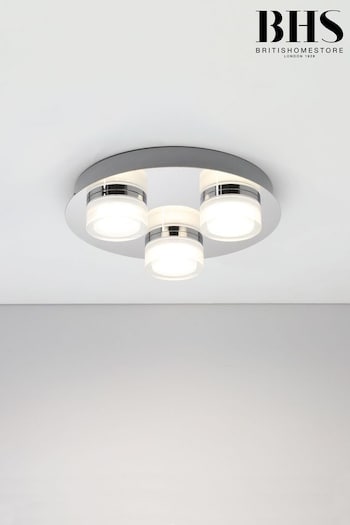 BHS Silver Amalfi 3 Plate LED Bathroom Ceiling Light (M94246) | £65