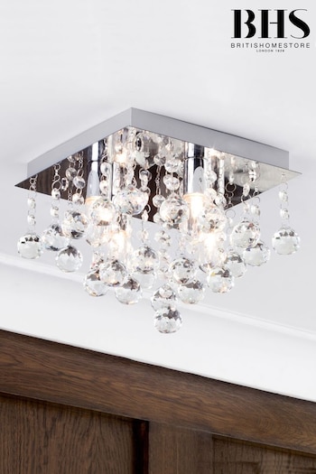 Chrome Orlando 4 Light Square Flush Ceiling Light (M94255) | £70