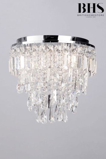 BHS Chrome Bresna 3 Light Flush Bathroom Ceiling Light (M94256) | £170