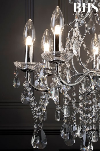 BHS Chrome BHS Annalee 8 Ceiling Light Indoor and Bathroom Chandelier (M94300) | £400