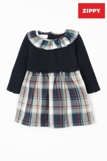 Zippy Newborn Baby Girls Blue B & S Dual Fabric Dress (M94511) | £30