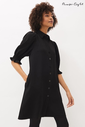 Phase Eight Donnas Black Candice Puff Sleeve Dress (M94701) | £89