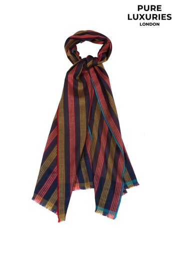 Pure Luxuries London Blue Ratio Cashmere And Merino Wool Pashmina Scarf (M94988) | £79
