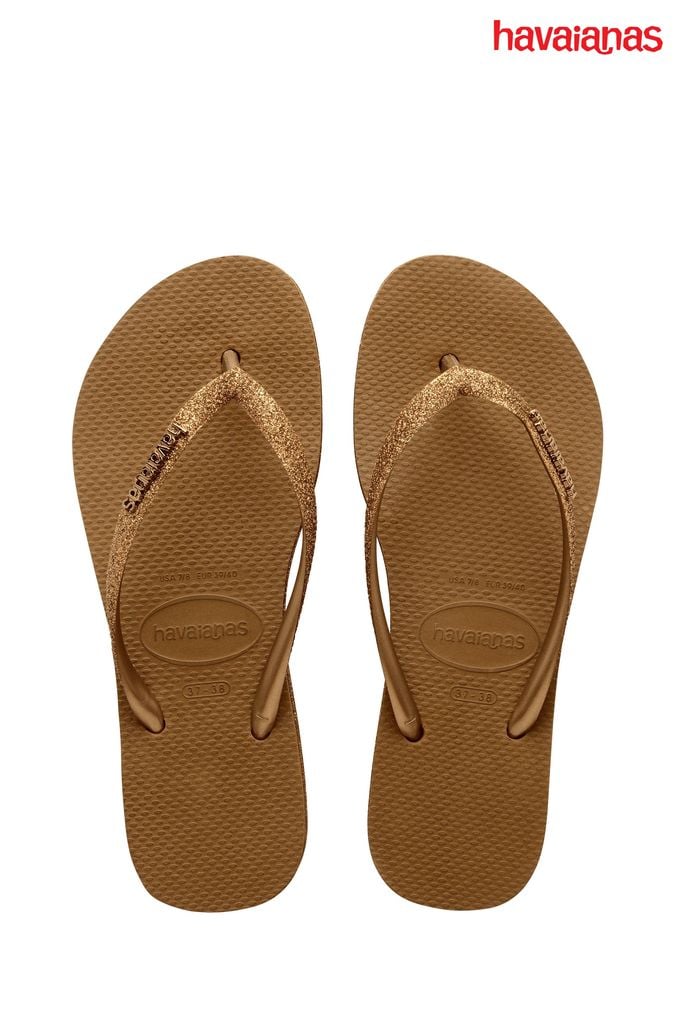 Havaianas gold sales slim flip flops