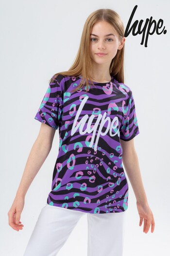 Hype. Purple Funky Zeb-Pard T-Shirt (M95207) | £18