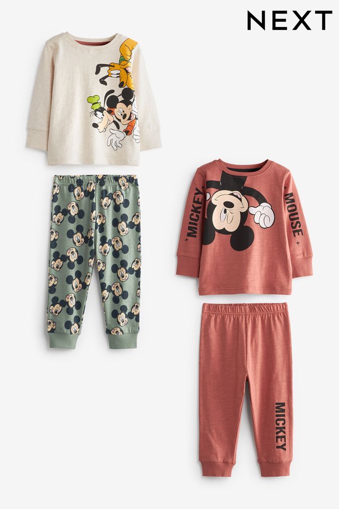 Mickey Mouse Red/White 2 Pack Pyjamas (9mths-8yrs) (M95329) | £25 - £31