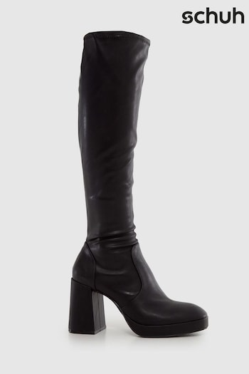 Schuh Della Black Stretch Patform Knee Boots (M95445) | £65