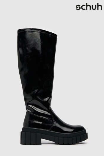 Schuh Black Dream Patent Chunky Knee Boots (M95450) | £60