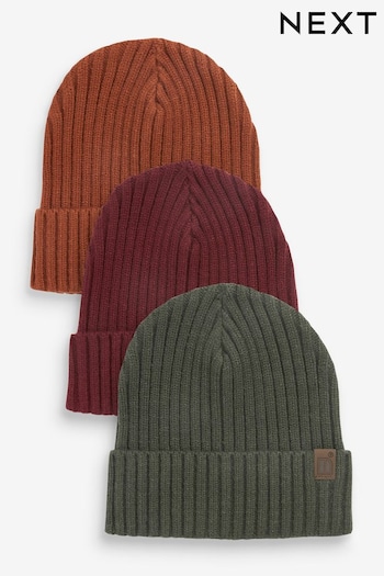 Autumnal 3 Pack Knitted Rib Beanies (1-16yrs) (M95483) | £12 - £24