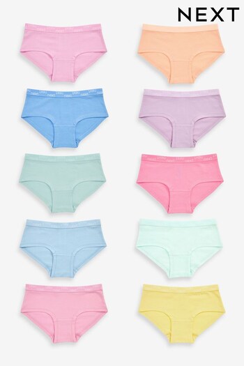Pink/Yellow/Blue 10 Pack Hipster Briefs (1.5-16yrs) (M95828) | £16.75 - £22.75