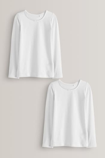 White Long Sleeved 2 Pack Vests (1.5-12yrs) (M95856) | £8 - £10