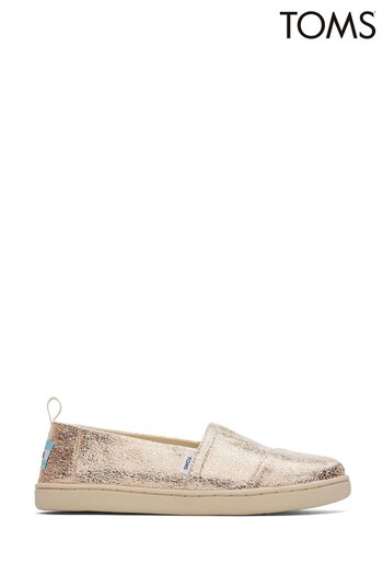 TOMS Gold Vegan Youth Alpagarta In Cracked Foil Shoes (M95984) | £34