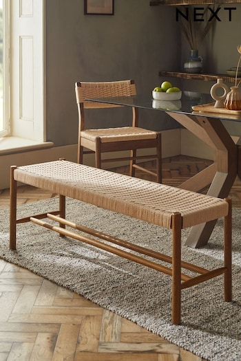 Bronx Wood Effect Woven Oslo No Back Dining Bench (M96096) | £190