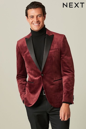 Burgundy Red Slim Velvet Blazer (M96213) | £79