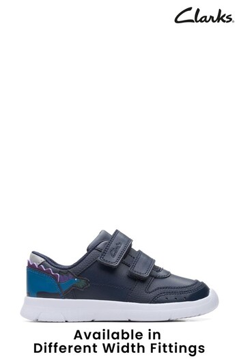 Clarks Navy Blue Multi Fit Dinosaur Print Shoes (M96243) | £38