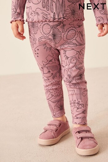 Pink Mono Floral Rib Jersey Leggings detail (3mths-7yrs) (M96303) | £6 - £8