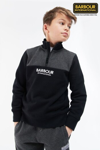 Barbour® Boys Black Moto Half Zip Sweatshirt (M96423) | £38 - £43