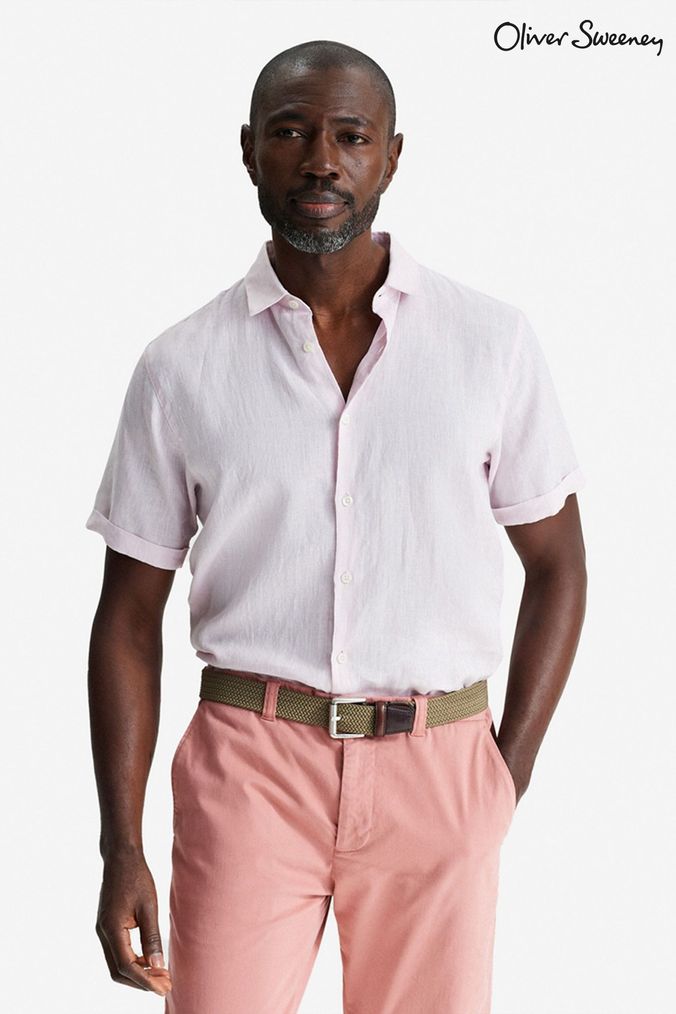 Mens short sleeve pink shirt top