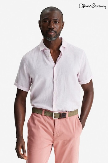 Oliver Sweeney Pink Eakring Linen Short Sleeved Shirt (M96672) | £89