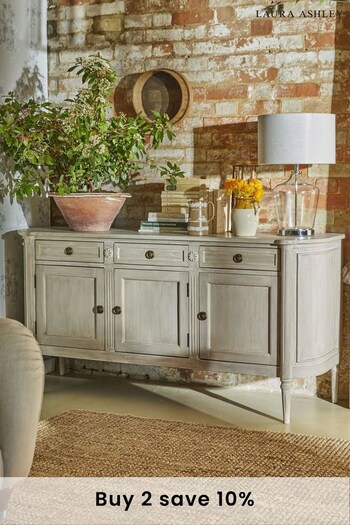 Laura Ashley Washed Dove Grey Alouette 3 Door 3 Drawer Sideboard (M96703) | £995