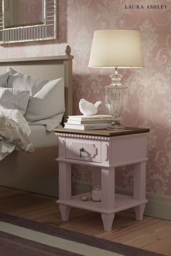 Laura Ashley Pale Blush Pink Barmouth 1 Drawer Bedside Table (M96707) | £375