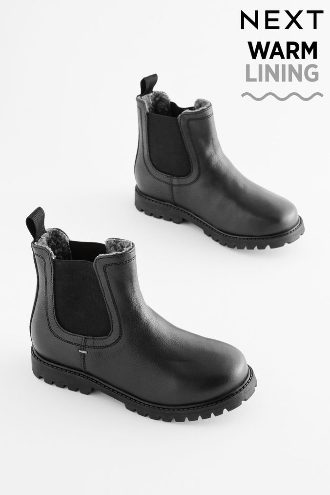 Boys School Boots Lace Up Black Leather Boots Next