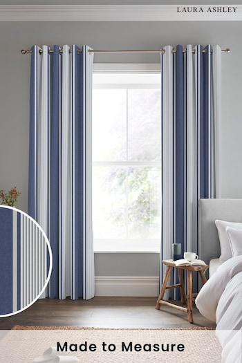 Laura Ashley Midnight Tiverton Stripe Made To Measure Curtains (M96894) | £91