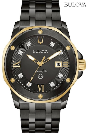 Bulova Gents Marine Star Men'S Series 'A' 3H Diamond Black Watch (M97164) | £379