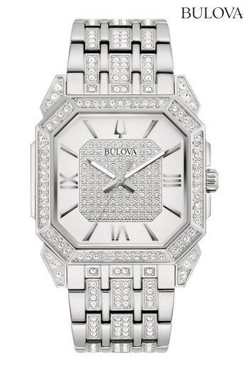 Bulova Gents Silver Tone Crystal Octava Square Watch (M97284) | £349