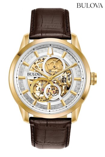 Bulova Gents Automatic Wilton Brown Watch (M97677) | £369