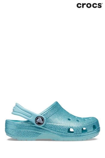 Crocs Toddler Blue Classic Glitter Clogs Sandals (M97744) | £30