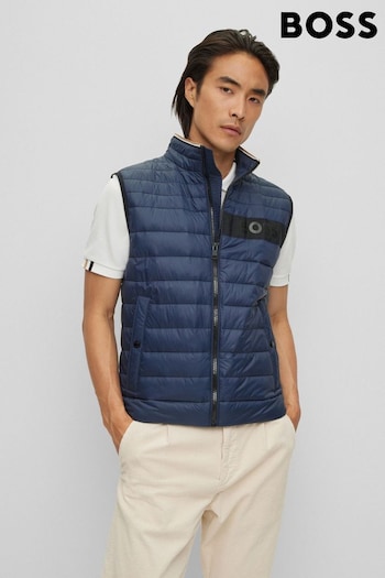 BOSS Blue Water Repellent 3D Tape Logo Padded Quilted Gilet (M98043) | £199