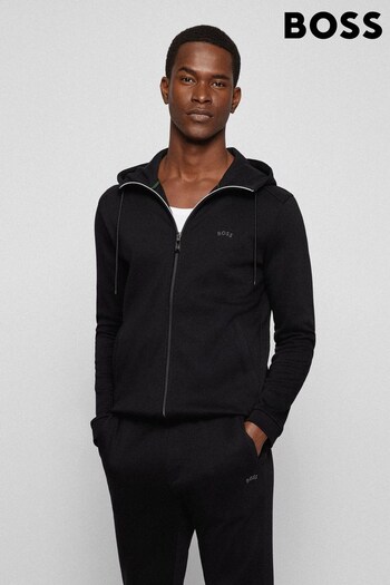 BOSS Black Curved Layered Logo Tracksuit Zip Throught Hoodie (M98127) | £169