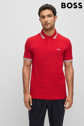 BOSS Red/Grey Tipping Paddy Polo Shirt (M98128) | £89