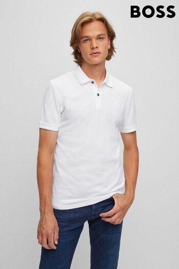 BOSS White Prime Polo Shirt (M98130) | £79