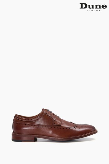 Dune London Tan Brown Superior Leather Wingtip Brogue Shoes (M98245) | £130