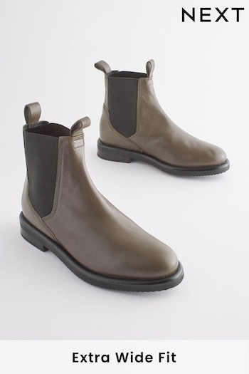 Khaki Green Extra Wide Fit Forever Comfort® Leather Chelsea Boots (M98456) | £59